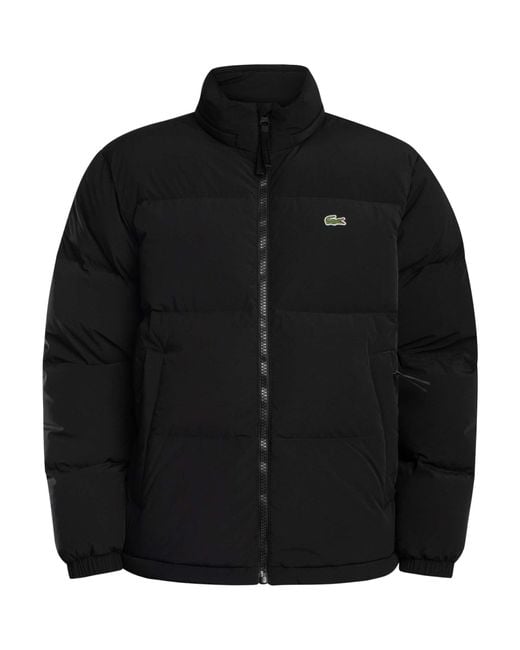 Lacoste Black Water Repellent Hooded Down Jacket for men