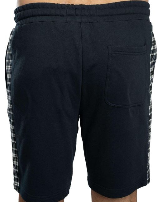 Lyle & Scott Blue Check Panelled Sweat Shorts for men