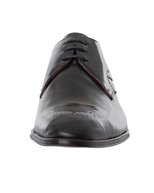 Jeffery West Black Flash Polished Leather Derby Shoes for men
