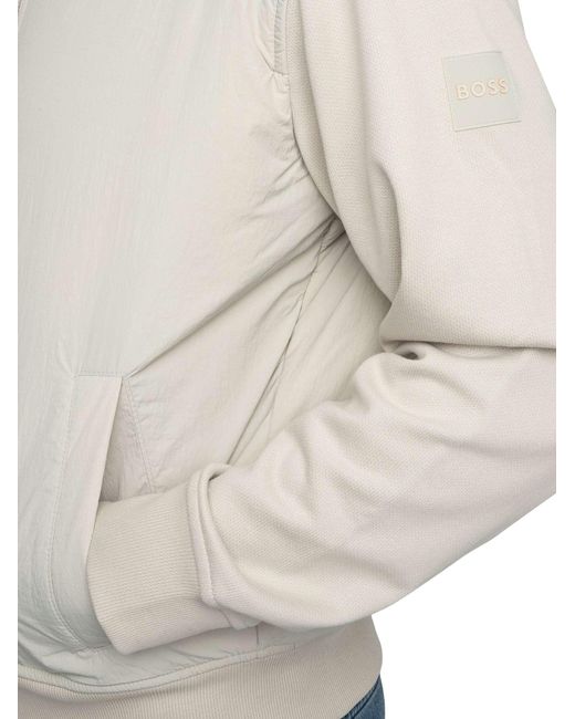 Boss White Ze Smartcore Bomber Jacket for men