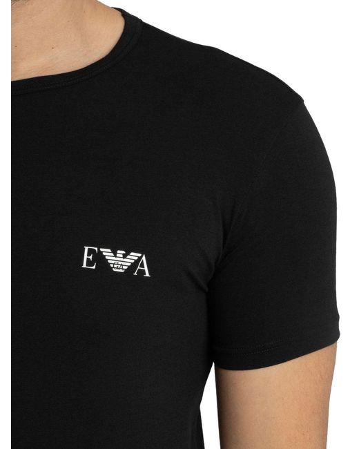 Emporio Armani Black 2 Pack Lounge Badge Fitted T-shirt for men