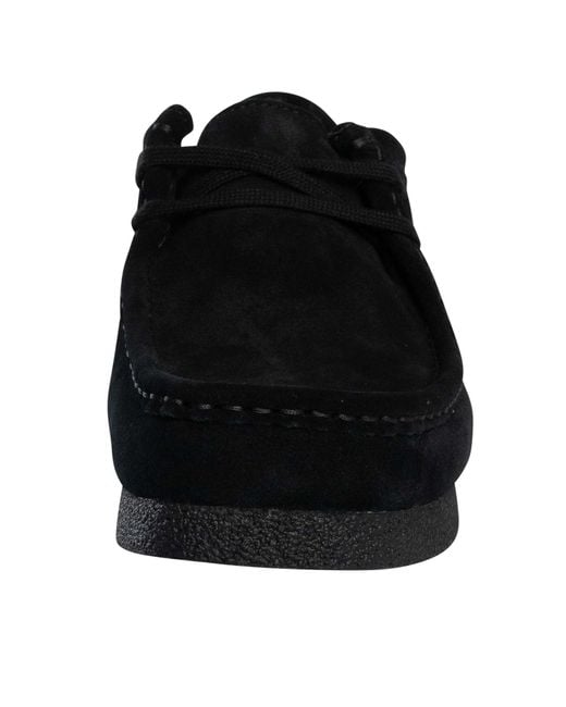 Clarks Black Wallabee Evo Suede Shoes for men