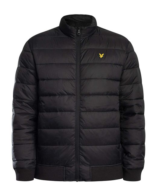 Lyle & Scott Black Funnel Neck Wadded Jacket for men