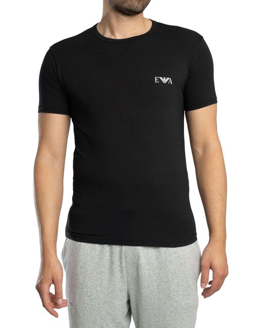 Emporio Armani Black 2 Pack Lounge Badge Fitted T-shirt for men