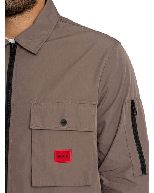 HUGO Brown Emmond Overshirt for men