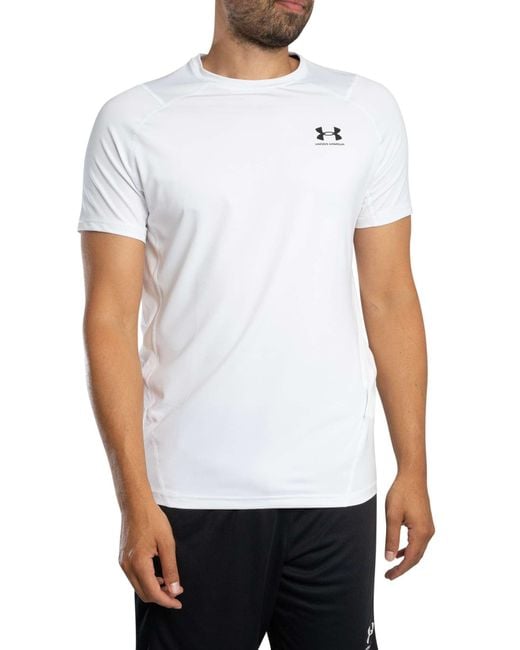 Under Armour White Heatgear Fitted Short Sleeve T-shirt for men