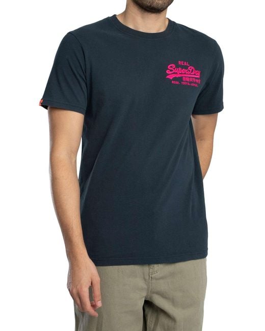 Superdry Blue Embroidered Relaxed T-shirt for men