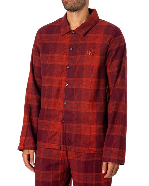 Calvin Klein Red Pure Flannel Pyjama Set for men