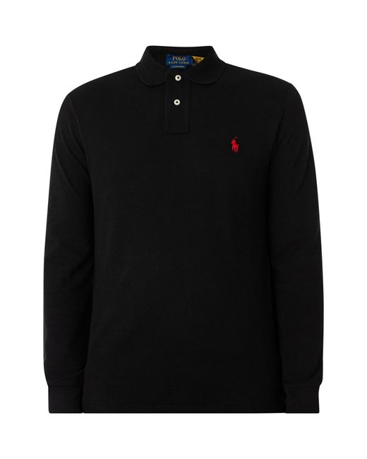 Polo Ralph Lauren Black Longsleeved Slim Polo Shirt for men