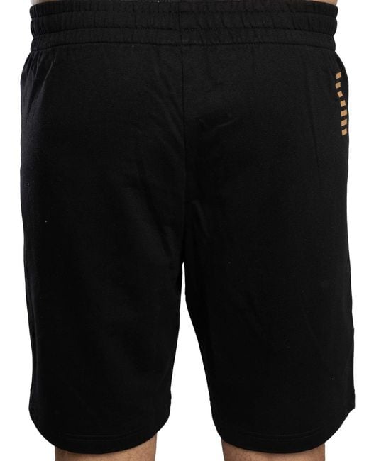EA7 Black Leg Logo Sweat Shorts for men