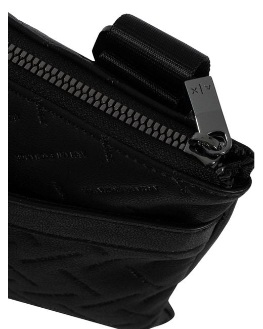 ARMANI EXCHANGE Black Embedded Brand Messenger Bag for men