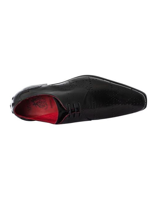 Jeffery West Black Brogue Polished Leather Shoes for men