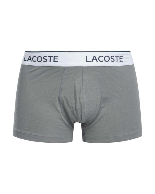 Lacoste Gray 3 Pack Cotton Stretch Trunks for men