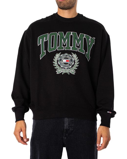 Tommy Hilfiger Black Boxy College Sweatshirt for men