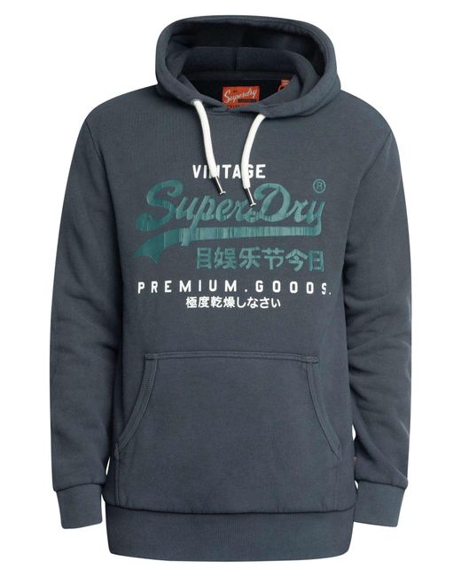 Superdry Duo Vintage Logo Pullover Hoodie in Blue for Men Lyst UK