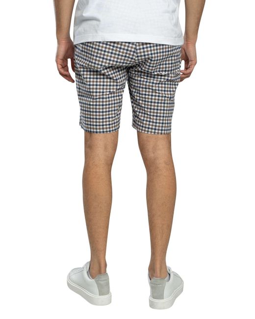 Weekend Offender Blue Ivan Check Shorts for men