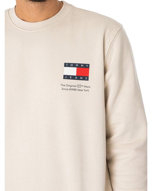 Tommy Hilfiger White Regular Essential Flag Sweatshirt for men