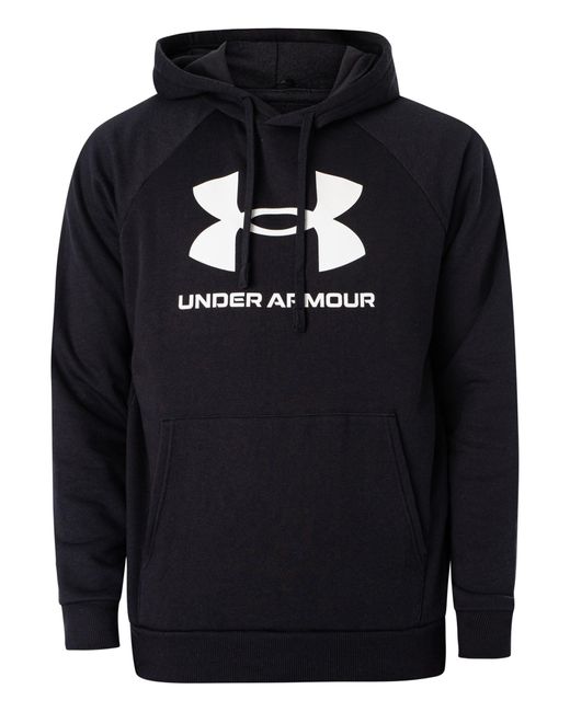 Under Armour Blue Rival Fleece Logo Pullover Hoodie for men