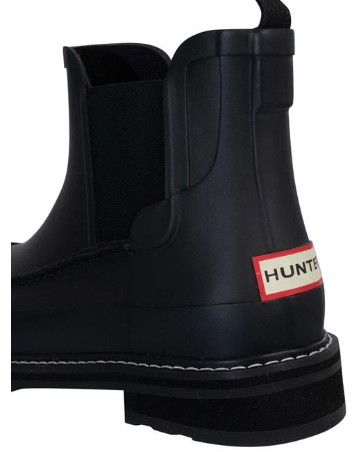 Hunter Black Chelsea Moc Toe Wellington Boots for men