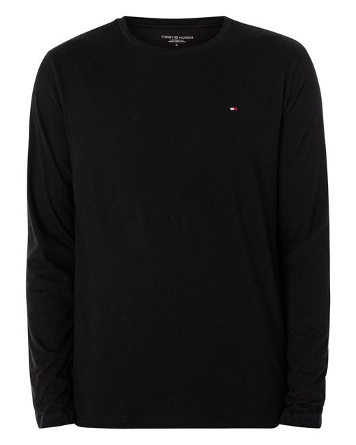 Tommy Hilfiger Black 3 Pack Signature Essentials Longsleeved Lounge T-shirts for men