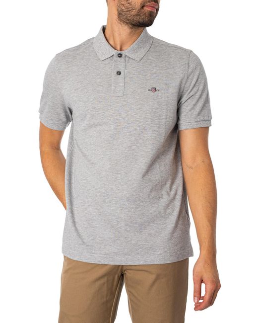 Gant Gray Regular Shield Pique Polo Shirt for men