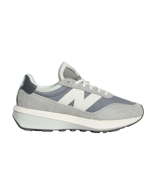 New Balance White 370 Suede Trainers for men