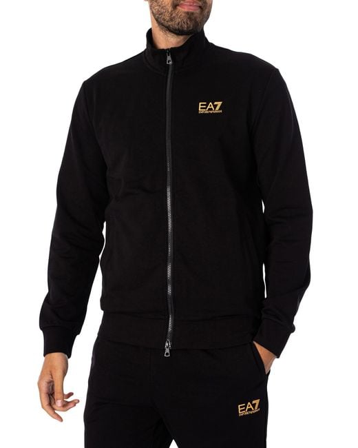 EA7 Black Logo Zip Through Tracksuit for men