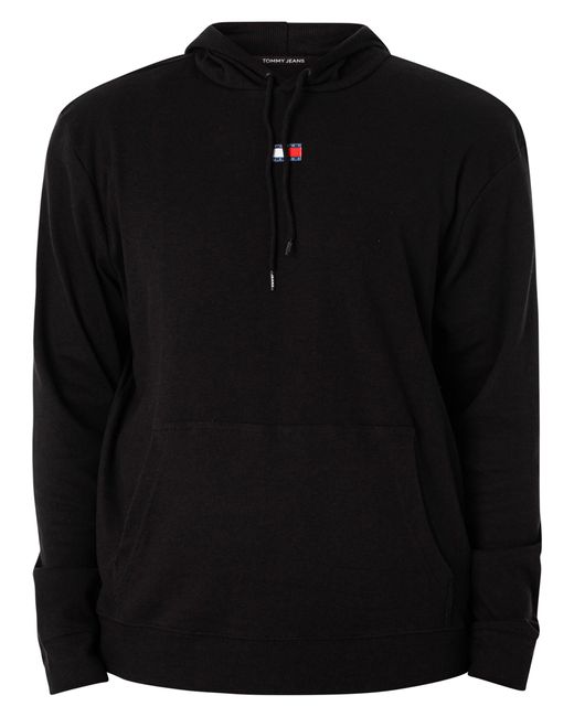 Tommy Hilfiger Black Lounge Rib Pullover Hoodie for men