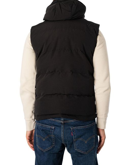 Superdry Black Everest Hooded Puffer Gilet for men