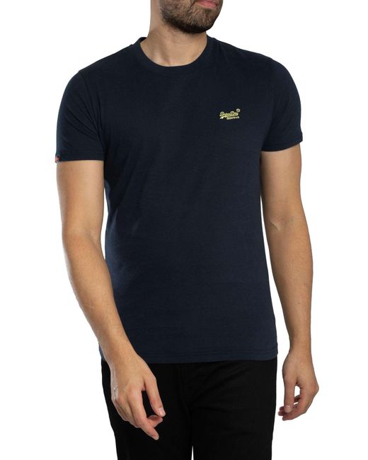 Superdry Blue Essential Logo Emb T-shirt for men