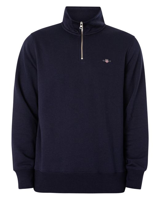 Gant Blue Regular Shield Half Zip Sweatshirt for men