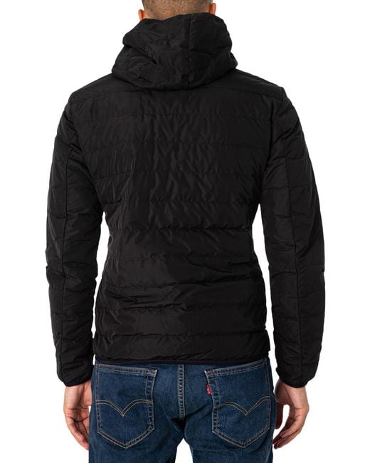 EA7 Black Logo Zip Down Jacket for men