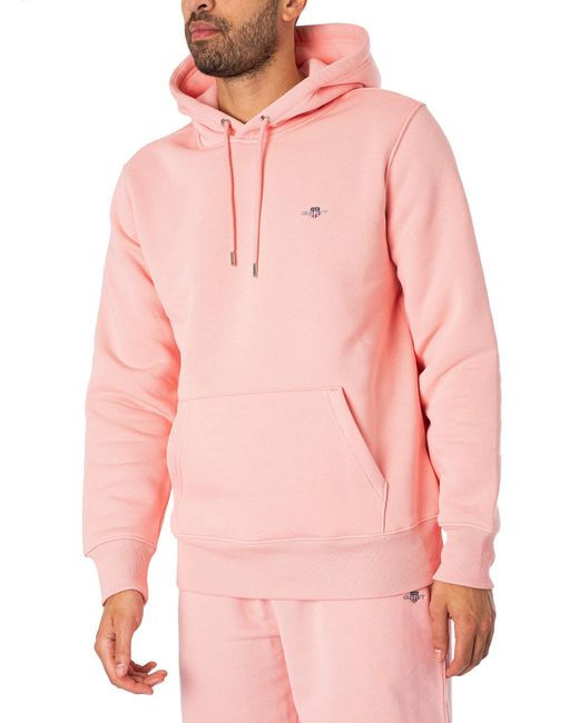 Gant Pink Regular Shield Pullover Hoodie for men