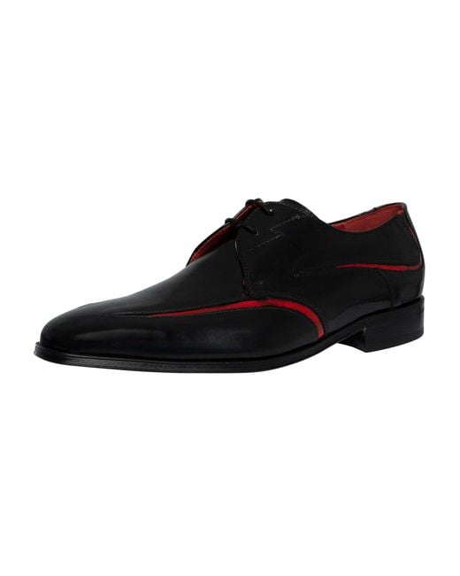 Jeffery West Black Derby Leather Shoes for men