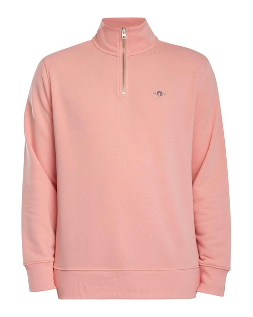 Gant Pink Regular Shield 1/4 Zip Sweatshirt for men