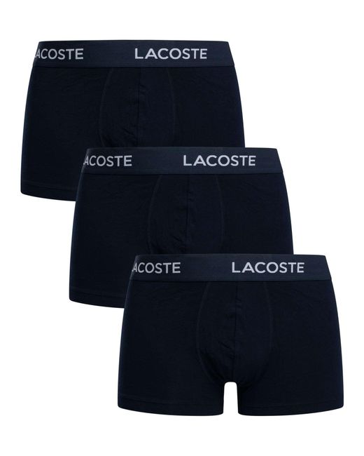 Lacoste Blue 3 Pack Cotton Stretch Trunks for men