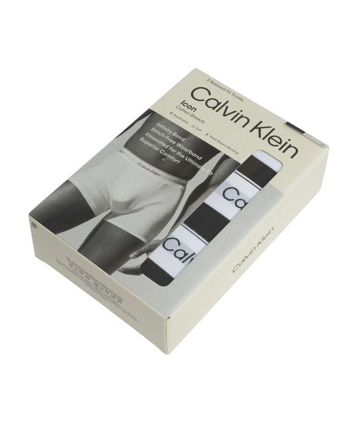 Calvin Klein Black 3 Pack Icon Relaxed Fit Trunks for men