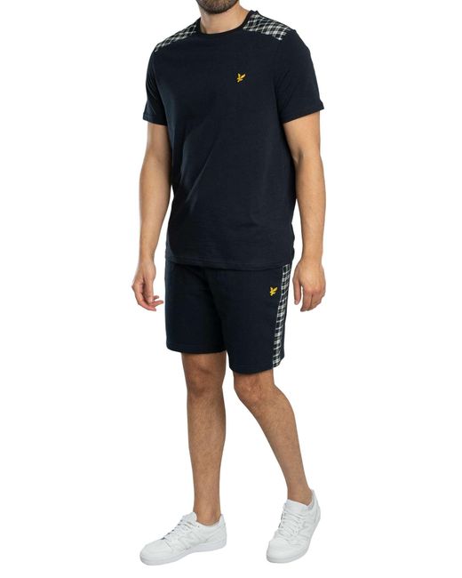 Lyle & Scott Black Check Panelled T-shirt for men