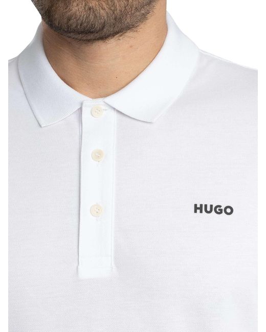 HUGO White Donos222 Polo Shirt for men