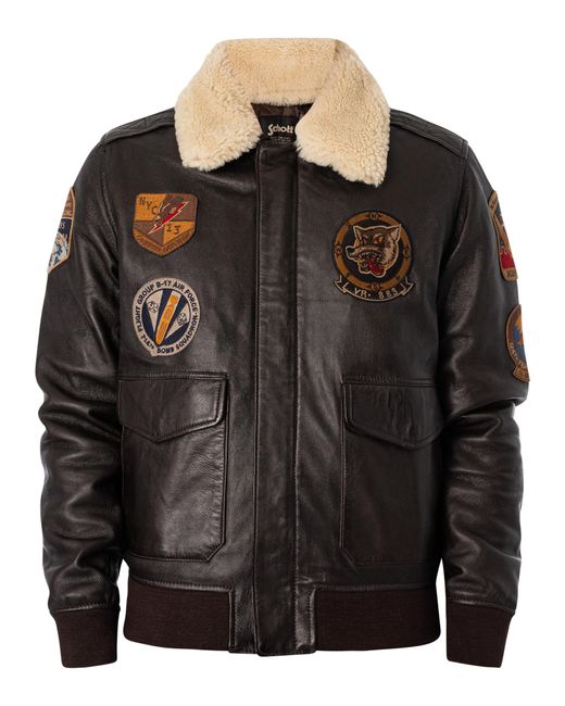 Schott NYC LC5331X Leather Pilot Jacket, Antic Black