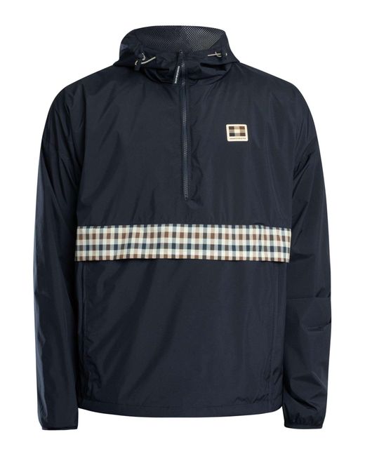 Aquascutum Blue Colour Block Badge Jacket for men