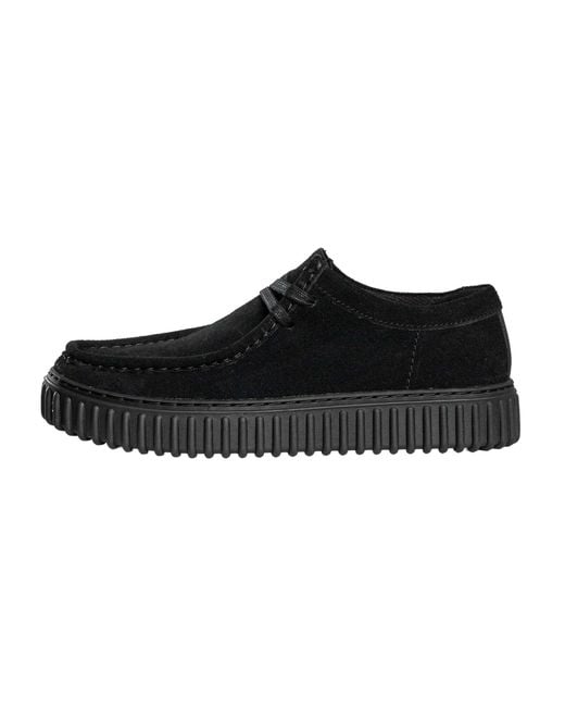 Clarks Black Torhill Lo Suede Shoes for men