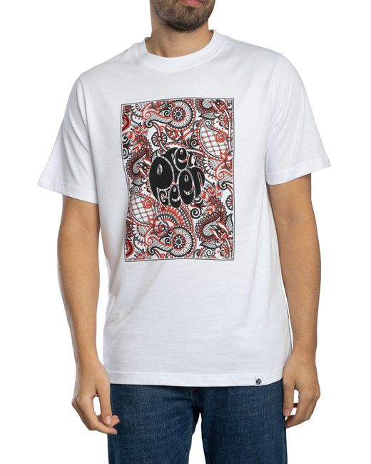 Pretty Green White Resonance Box Logo T-shirt for men