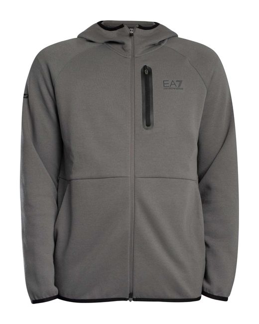 EA7 Gray Dynamic Athlete Zip Hoodie for men