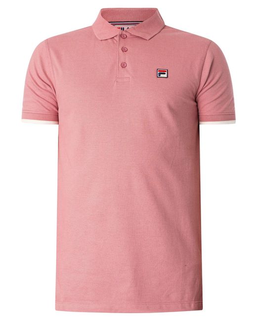 Fila Pink Custom Two Button Tipped Rib Polo Shirt for men