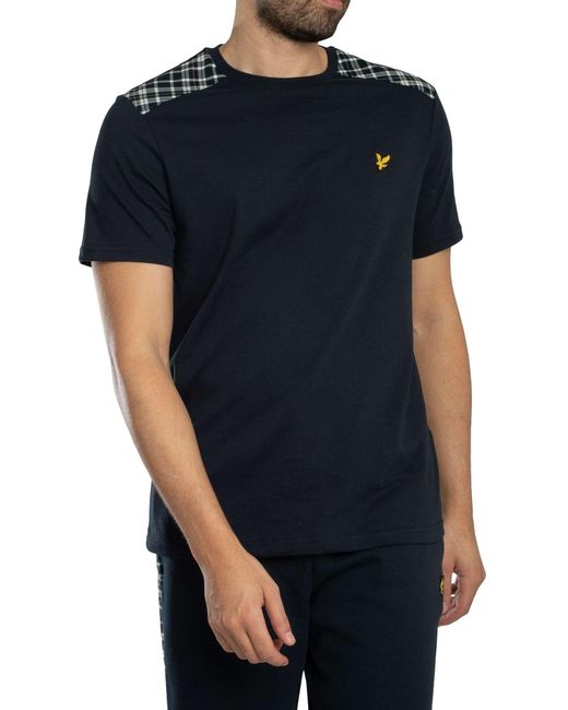 Lyle & Scott Black Check Panelled T-shirt for men