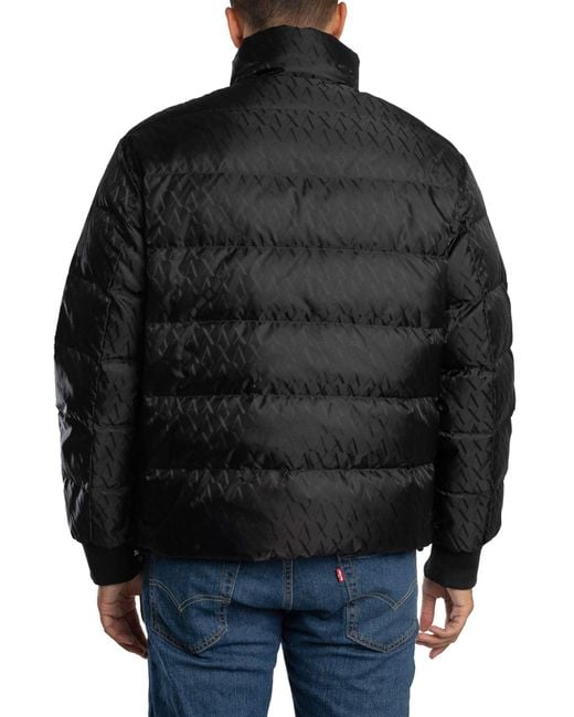 ARMANI EXCHANGE Black Logo Pattern Puffer Jacket for men
