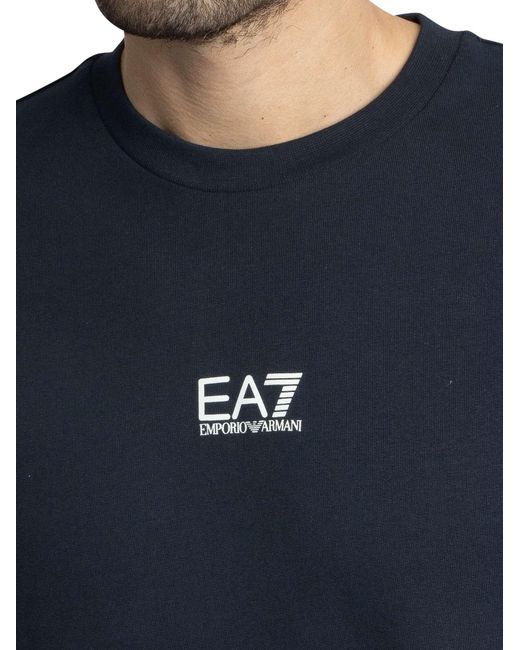 EA7 Blue Regular Logo Sweatshirt for men