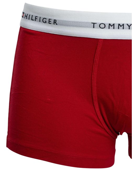 Tommy Hilfiger Red 5 Pack Signature Cotton Essentials Trunks for men
