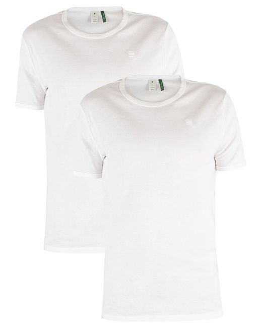 G-Star RAW 2 Pack Slim Crew T-shirts in White for Men - Lyst